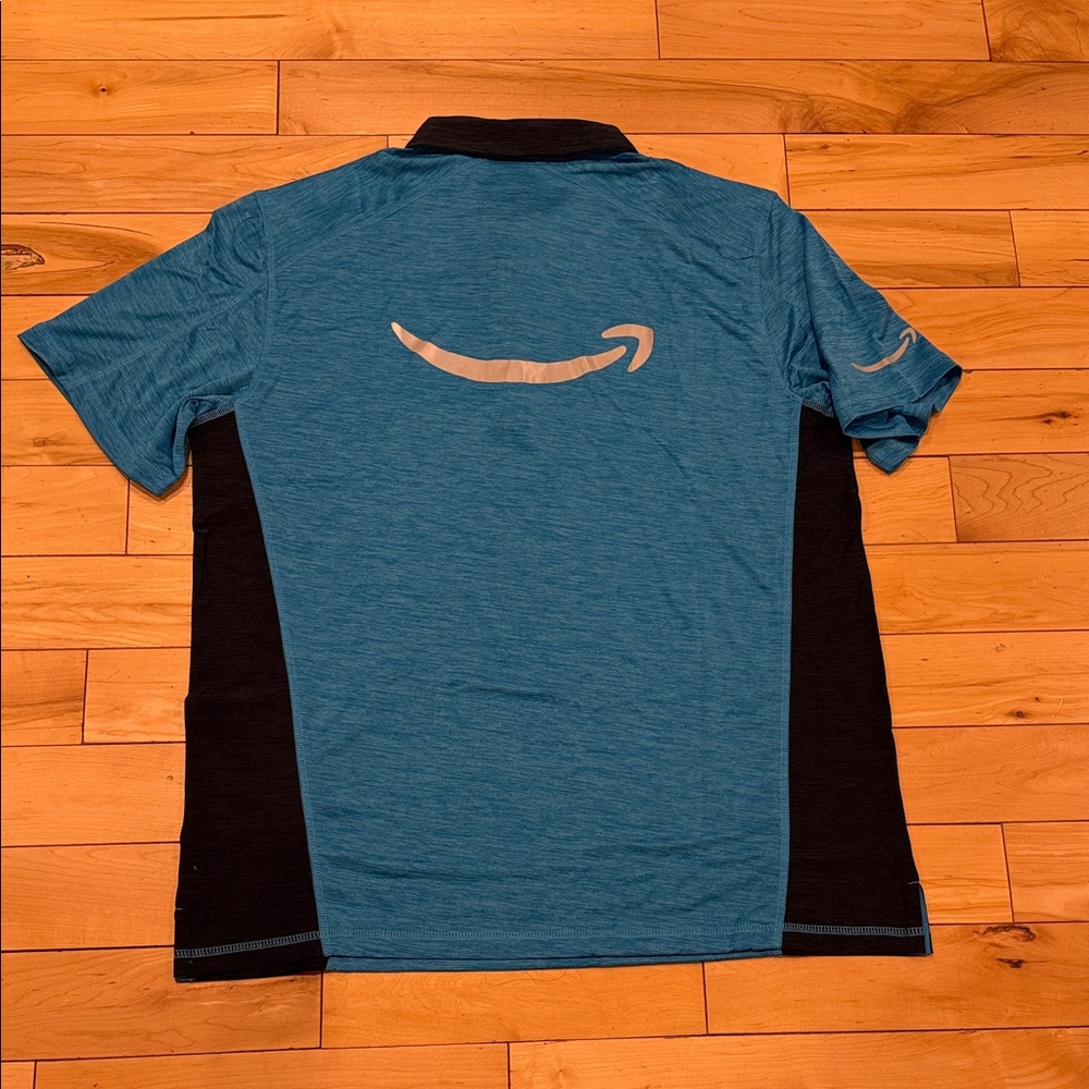 Amazon Men's Teal and Black Polo Shirt Uniform - Picture 2 of 6